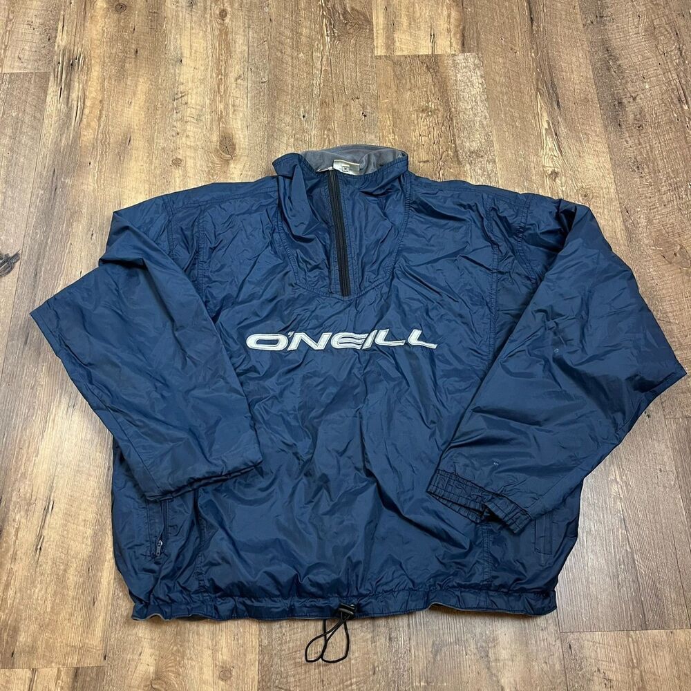 Vtg O'Neill Spellout Mock Neck Windbreaker Zip Oversized Surf M Embroidered USA